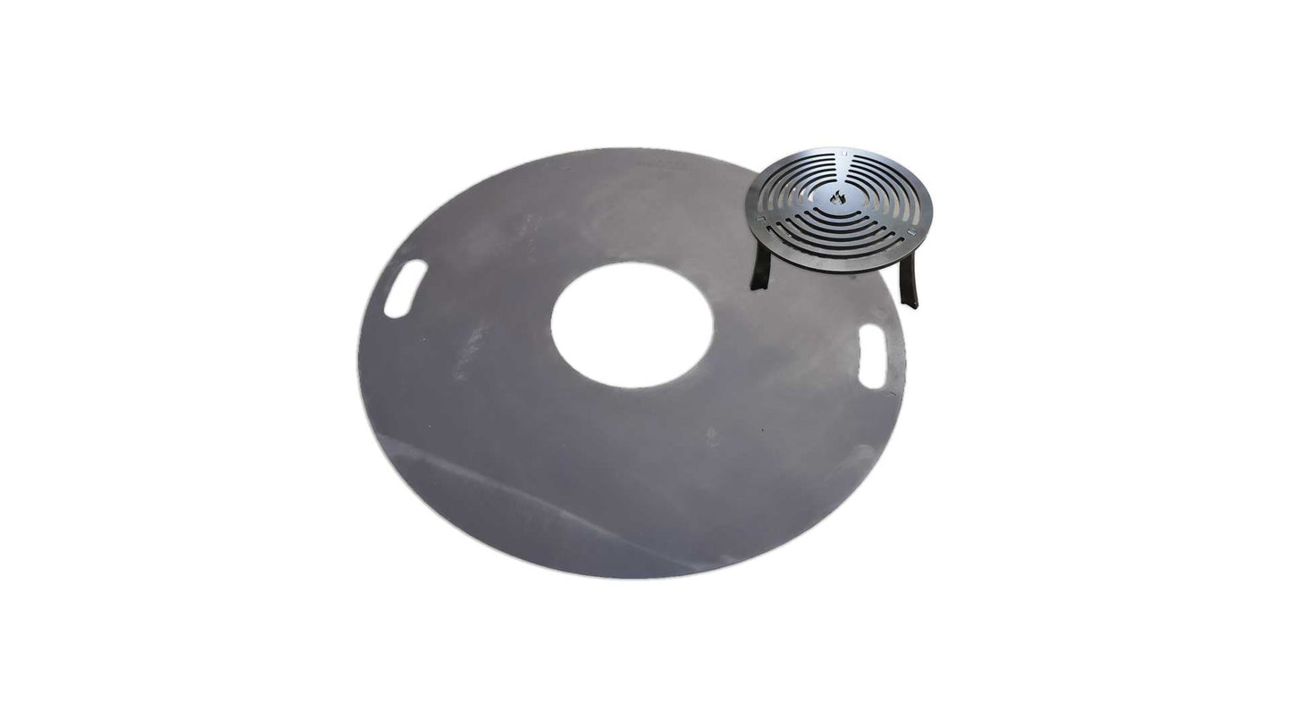 Feuerplatte Black Forest Steel 980mm + Grilleinsatz mit Anhebung - 8mm