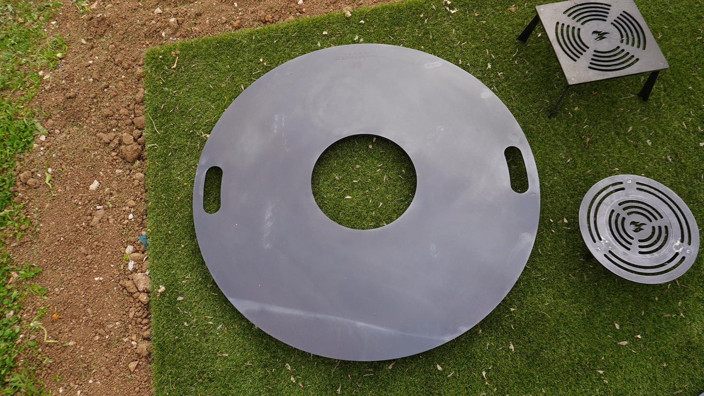 Feuerplatte Black Forest Steel 980mm + Grilleinsatz mit Anhebung - 8mm