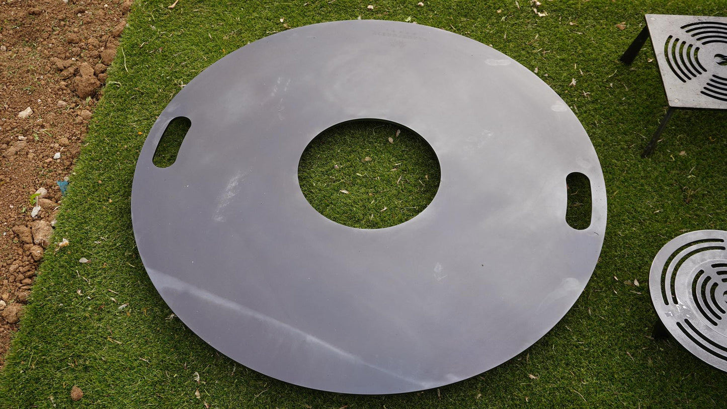 Feuerplatte Black Forest Steel 980mm + Grilleinsatz mit Anhebung - 8mm