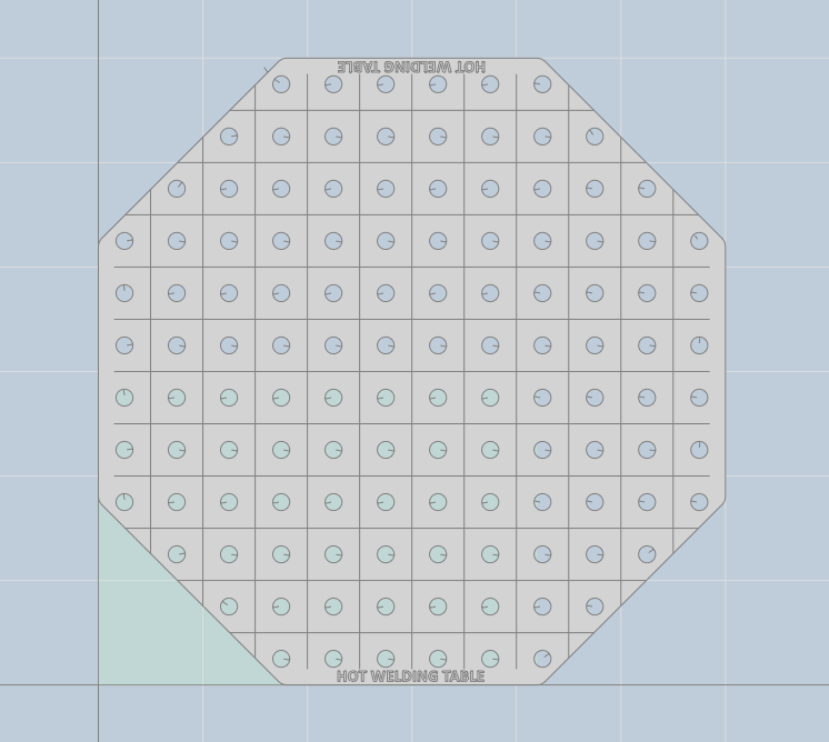 Achtkant Lochplatte D16 600 mm 8 mm – präzise System-16-Lochplatte mit 50x50 Lochraster und Gravur für kompakte Arbeitsprozesse