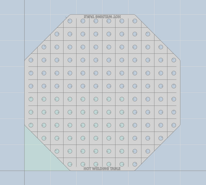 Achtkant Lochplatte D16 600 mm 8 mm – präzise System-16-Lochplatte mit 50x50 Lochraster und Gravur für kompakte Arbeitsprozesse