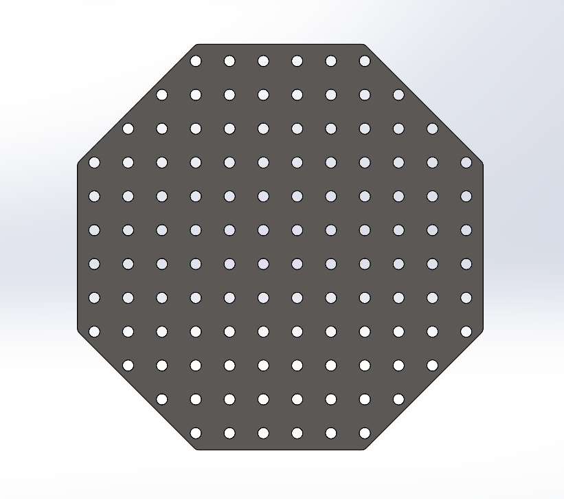 Achtkant Lochplatte D16 600 mm 8 mm – präzise System-16-Lochplatte mit 50x50 Lochraster und Gravur für kompakte Arbeitsprozesse
