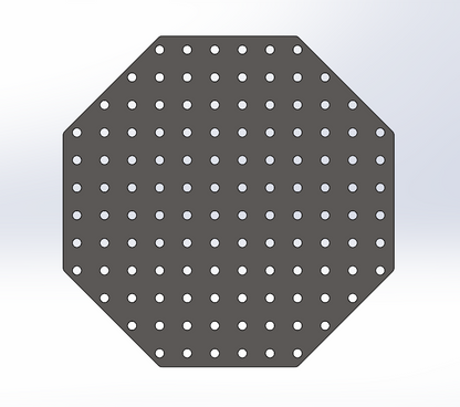 Achtkant Lochplatte D16 600 mm 8 mm – präzise System-16-Lochplatte mit 50x50 Lochraster und Gravur für kompakte Arbeitsprozesse