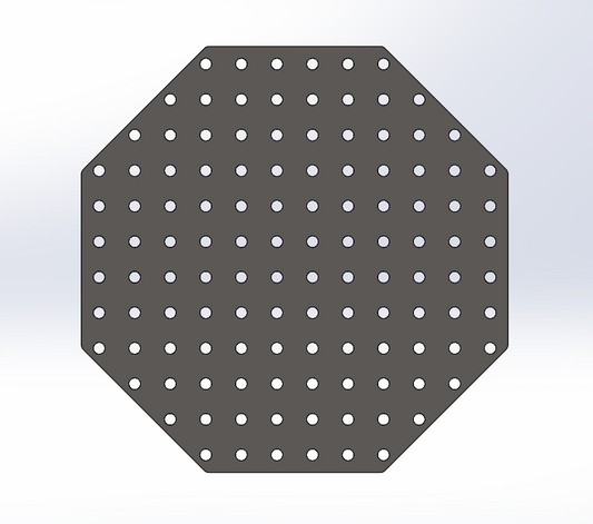Achtkant Lochplatte D16 600 mm 8 mm – präzise System-16-Lochplatte mit 50x50 Lochraster und Gravur für kompakte Arbeitsprozesse