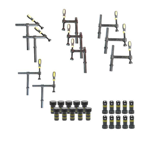 30-teiliges Werkzeug-Set D28x50 mit Rohrschraubzwinge, Asteckbolzen D28x50 &amp; Kugelsperrbolzen D28x50 (Kugelsperrbolzen eignen sich für den Einsatz an Schweißtischen und Werkzeugen mit einer Gesamtmaterialstärke von&nbsp;50 mm.)