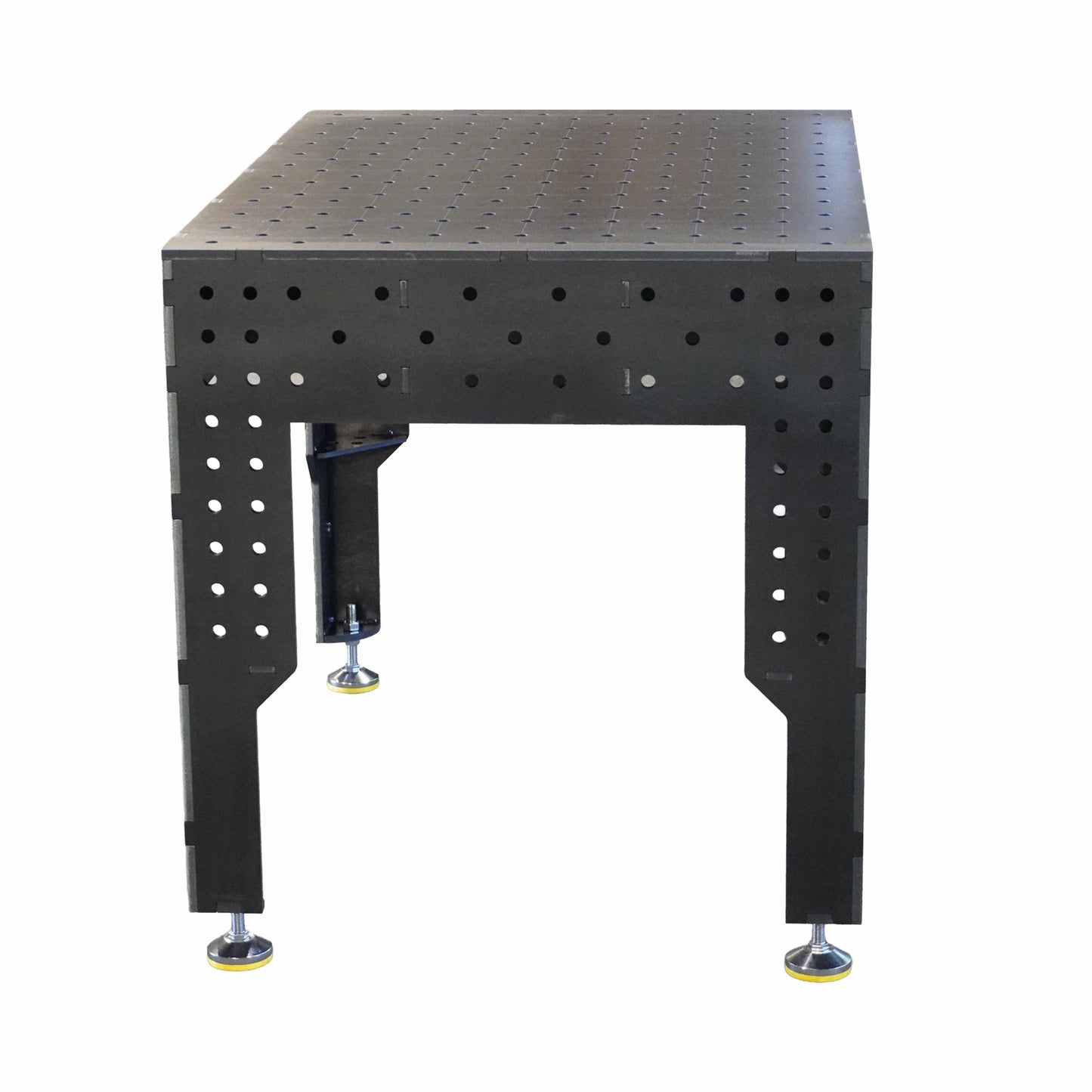 Frontalansicht des 3D Schweisstischs PREMIUM D16 mit System-16-Lochbild und Stellfüssen