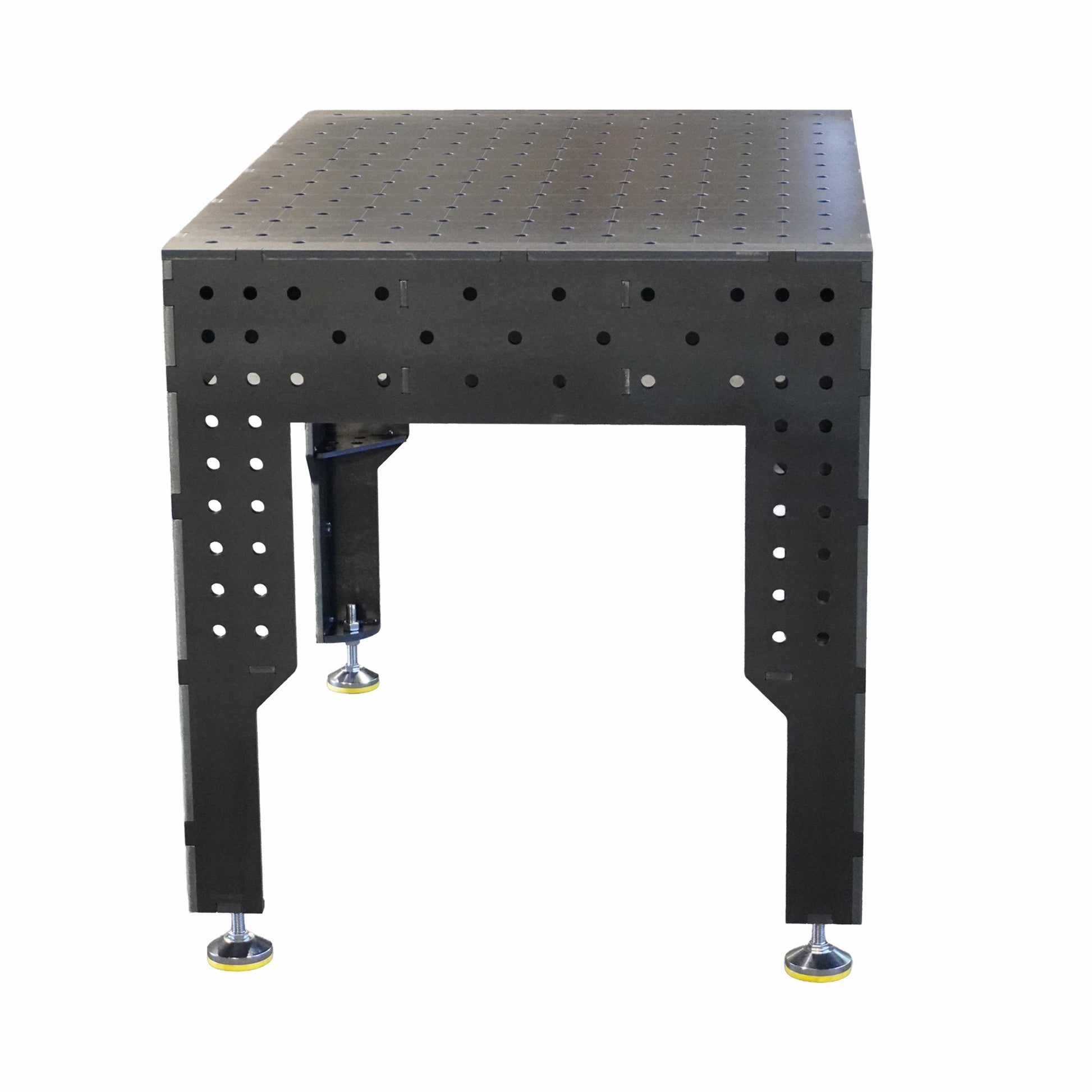 Frontalansicht des 3D Schweisstischs PREMIUM D16 mit System-16-Lochbild und Stellfüssen