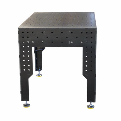 Frontalansicht des 3D Schweisstischs PREMIUM D16 mit System-16-Lochbild und Stellfüssen