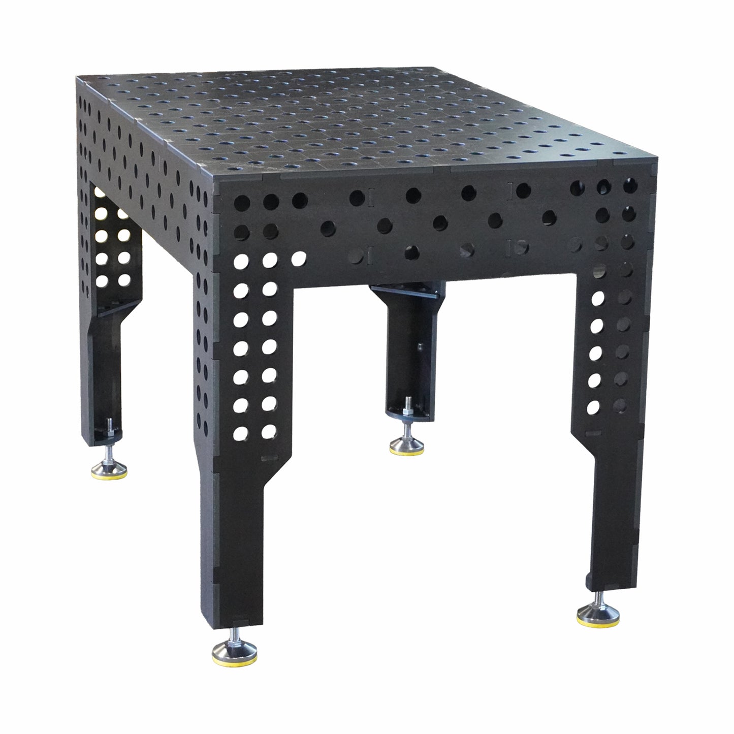 Seitliche Ansicht des 3D Schweisstischs PREMIUM D28 mit 200 mm Seitenhöhe und stabiler Tischkonstruktion
