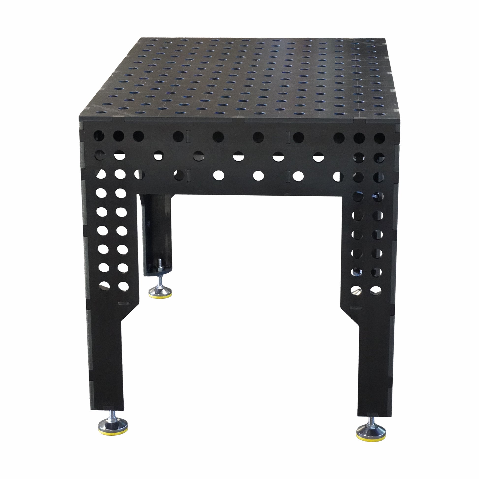 Frontalansicht des 3D Schweisstischs PREMIUM D28 mit System-28-Lochbild und Stellfüssen