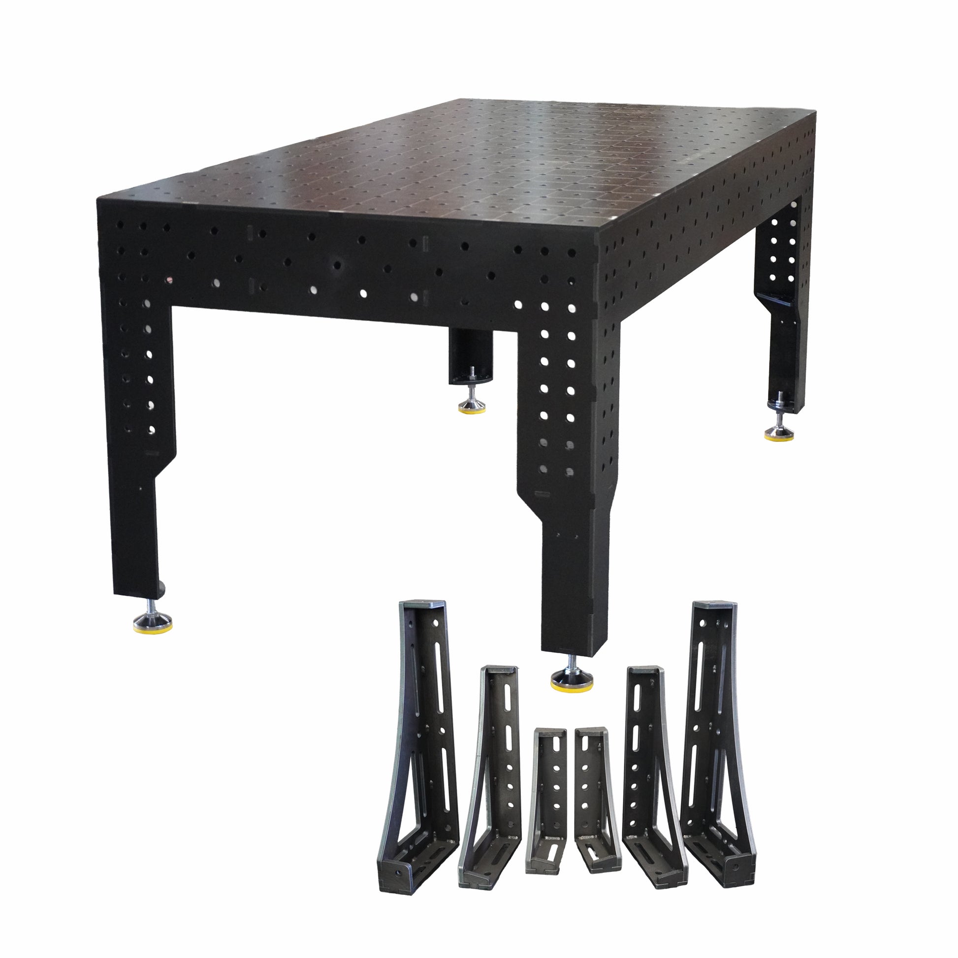 3D Schweisstisch PREMIUM D16 | 2000×1000×200×12 mm – Konfigurierbar mit 6-tlg. Spannwinkel-Set 300, 450 und 600 mm