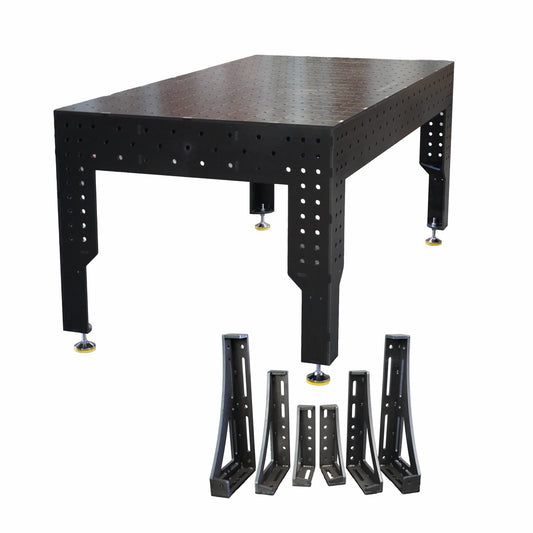 3D Schweisstisch PREMIUM D16 | 2000×1000×200×12 mm – Konfigurierbar mit 6-tlg. Spannwinkel-Set 300, 450 und 600 mm