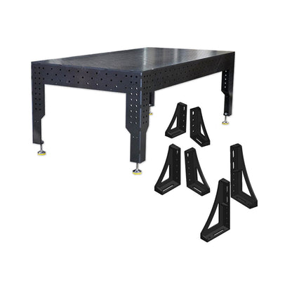 3D Schweißtisch PREMIUM D16 – 2400 × 1200 × 200 mm | 12 mm stark (6-tlg. Spannwinkel-Set optional)