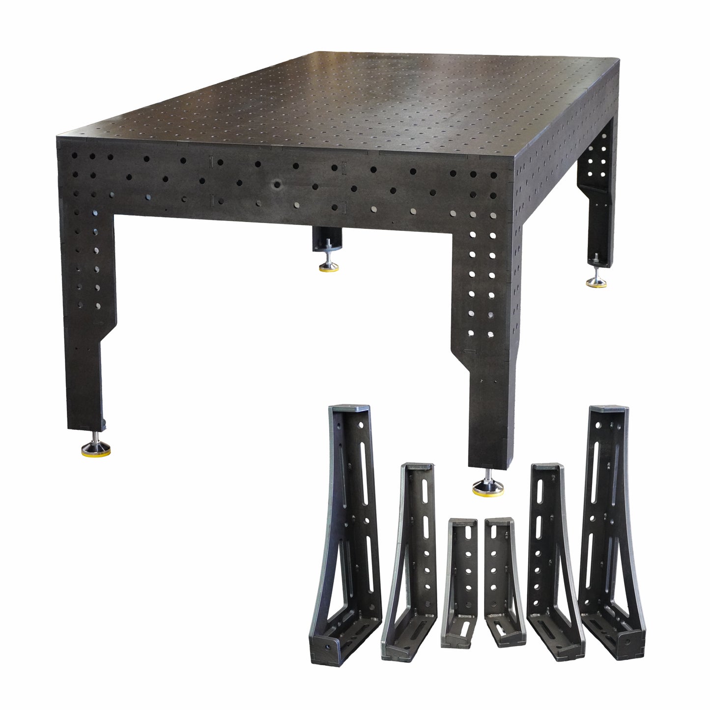 3D Schweisstisch PREMIUM D16 | 2400×1200×200×12 mm – Konfigurierbar mit 6-tlg. Spannwinkel-Set