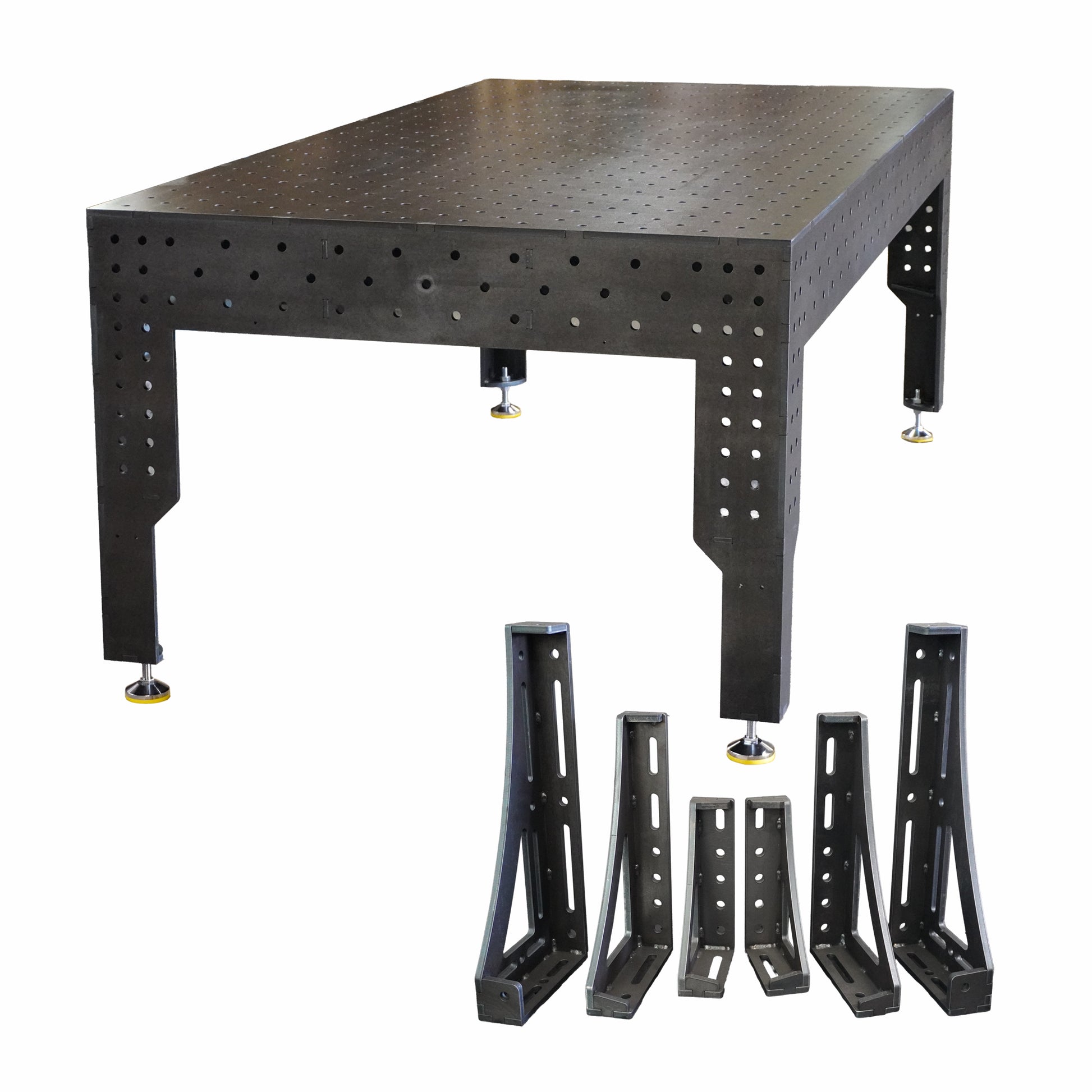 3D Schweisstisch PREMIUM D16 | 2400×1200×200×12 mm – Konfigurierbar mit 6-tlg. Spannwinkel-Set