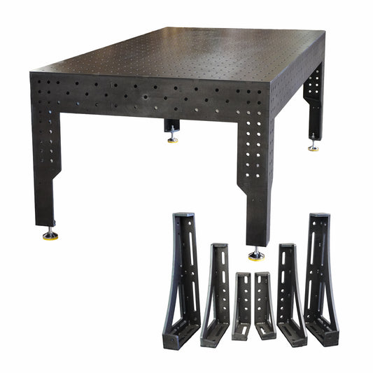 3D Schweisstisch PREMIUM D16 | 2400×1200×200×12 mm – Konfigurierbar mit 6-tlg. Spannwinkel-Set