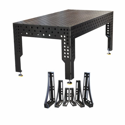3D Schweisstisch PREMIUM D28 | 2000×1000×200×12 mm – Konfigurierbar mit 6-tlg. Spannwinkel-Set