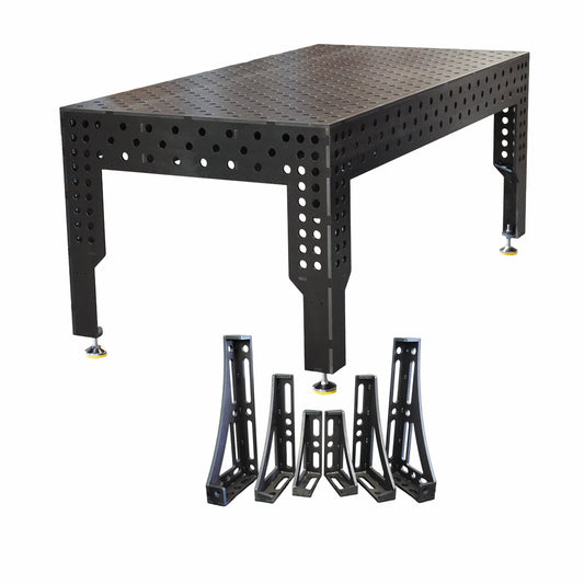 3D Schweisstisch PREMIUM D28 | 2000×1000×200×12 mm – Konfigurierbar mit 6-tlg. Spannwinkel-Set