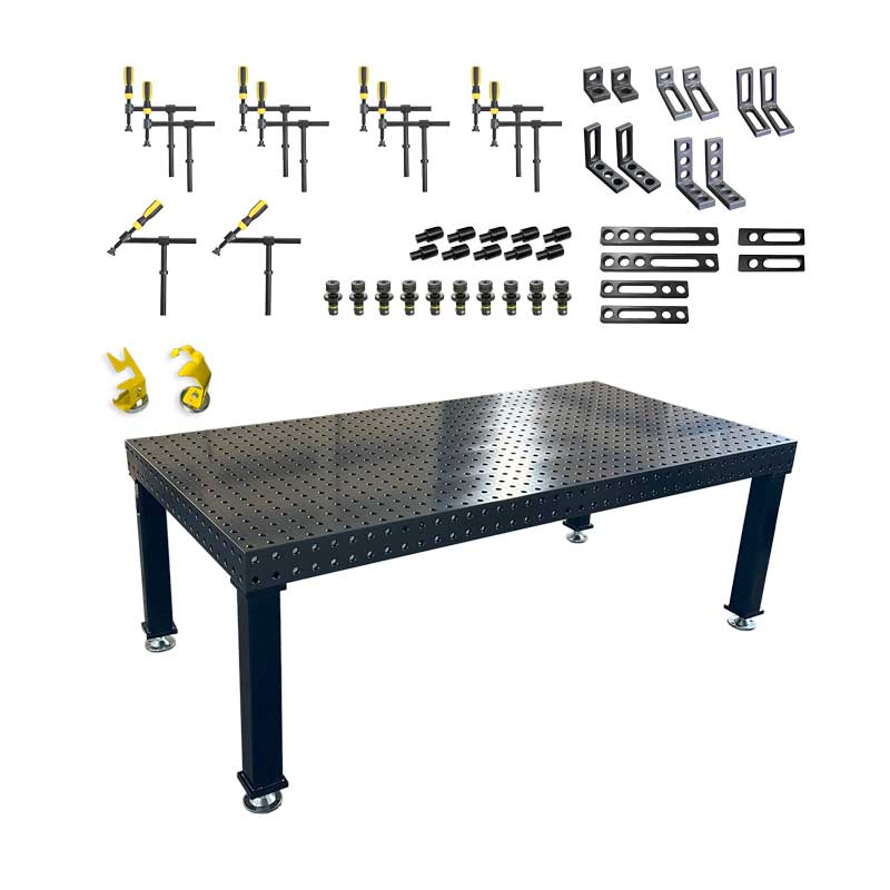 3D Schweißtisch PROFI D16 Plasmanitriert – 2000×1000×100 mm | 12 mm stark + 48-tlg. Werkzeugsatz
