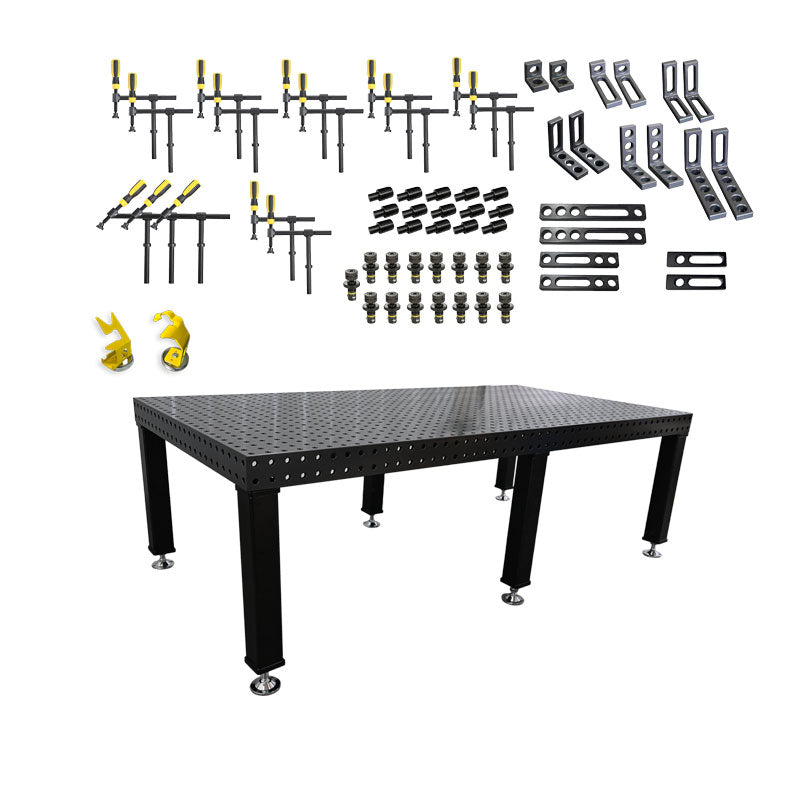 3D Schweißtisch PROFI D16 Plasmanitriert 2400×1200×100 mm | 65-tlg. Werkzeug-Set