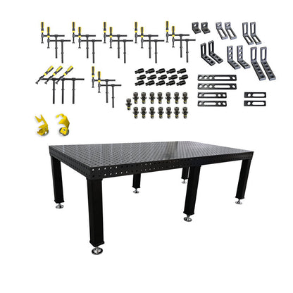 3D Schweißtisch PROFI D16 Plasmanitriert 2400×1200×100 mm | 65-tlg. Werkzeug-Set