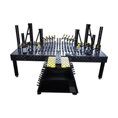 3D Schweißtisch PROFI Ø28 Plasmanitriert
3000 × 1500 × 200 mm | 25 mm

inkl. 102-tlg. PROFI Set D28 × 50 mm &amp; Werkzeugwagen D28