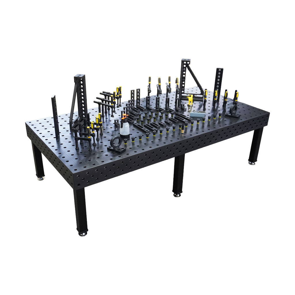 3D Schweißtisch PROFI Ø28 Plasmanitriert – 2400×1200×200 mm | 25mm mit 80-tlg. PROFI Set D28×50mm
