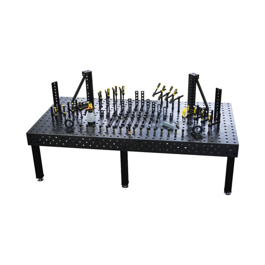3D Schweißtisch PROFI Ø28 Plasmanitriert – 2400×1200×200 mm | 25mm mit 80-tlg. PROFI Set D28×50mm