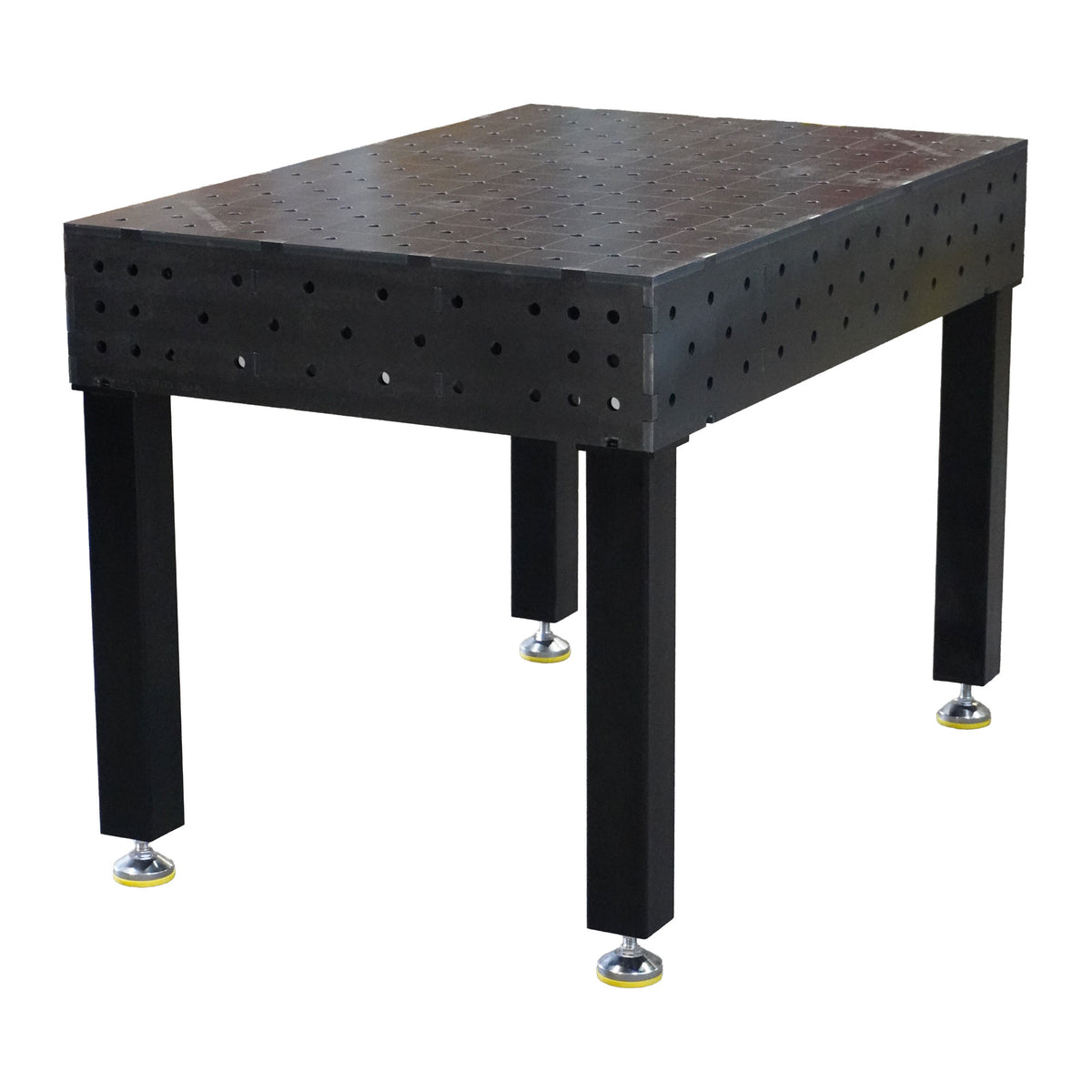 Work-Pro D16 Schweißtisch 1200 × 800 mm mit 12 mm Arbeitsplatte und Diagonalraster – Perspektivansicht