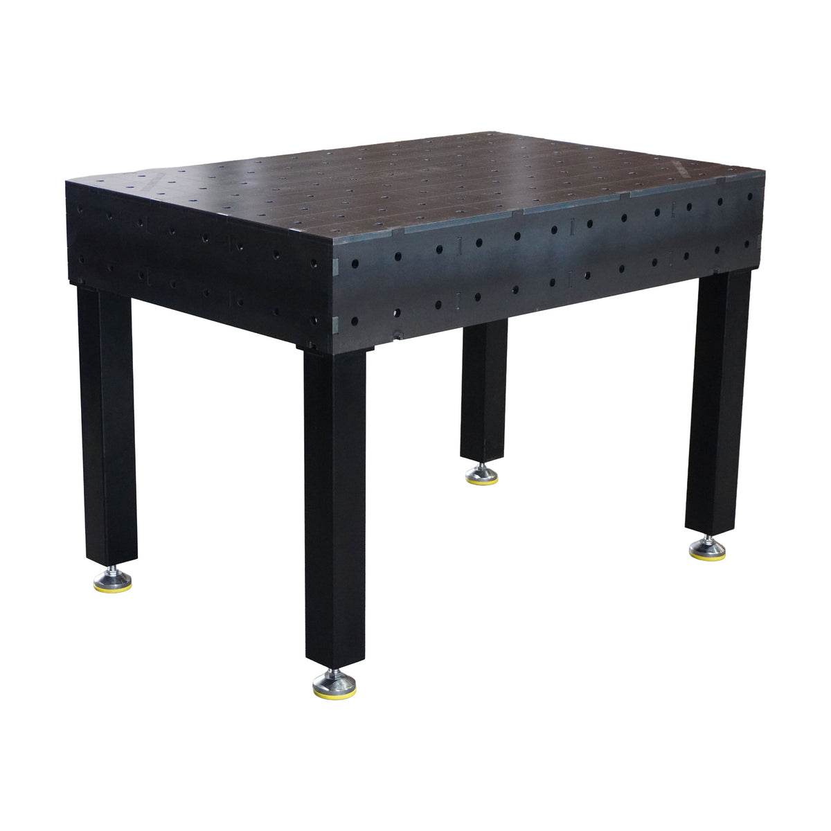Work-Pro D16 Schweißtisch 1200 × 800 mm mit Raster 100 × 100 mm – schräge Seitenansicht