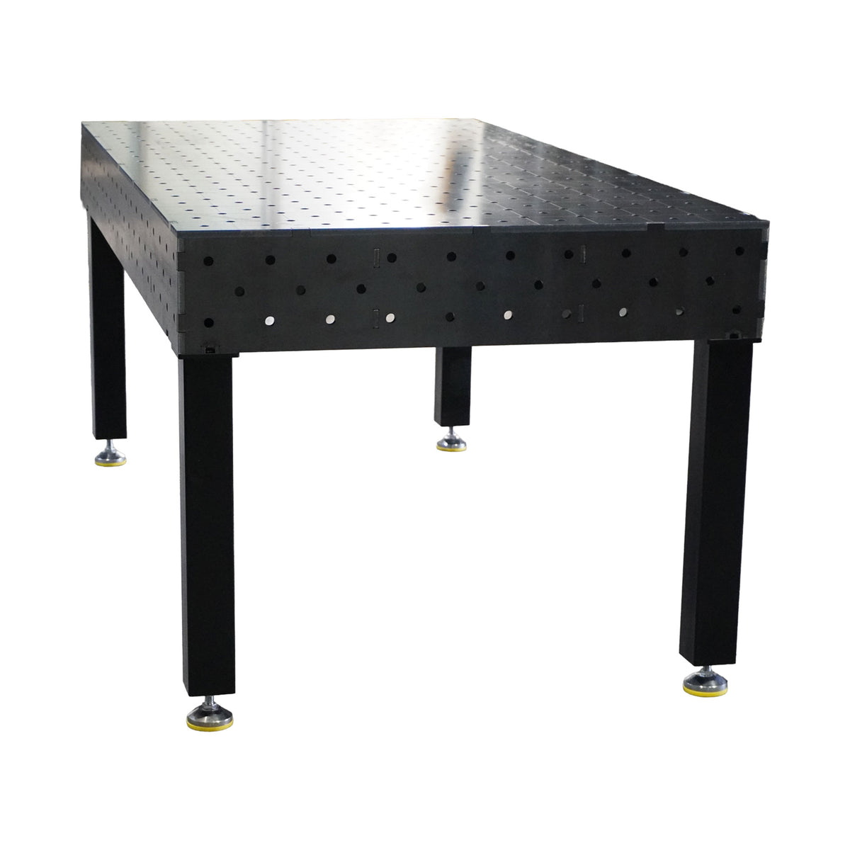 Work-Pro D16 Schweißtisch 2000 × 1000 mm mit Diagonalraster – schräge Seitenansicht