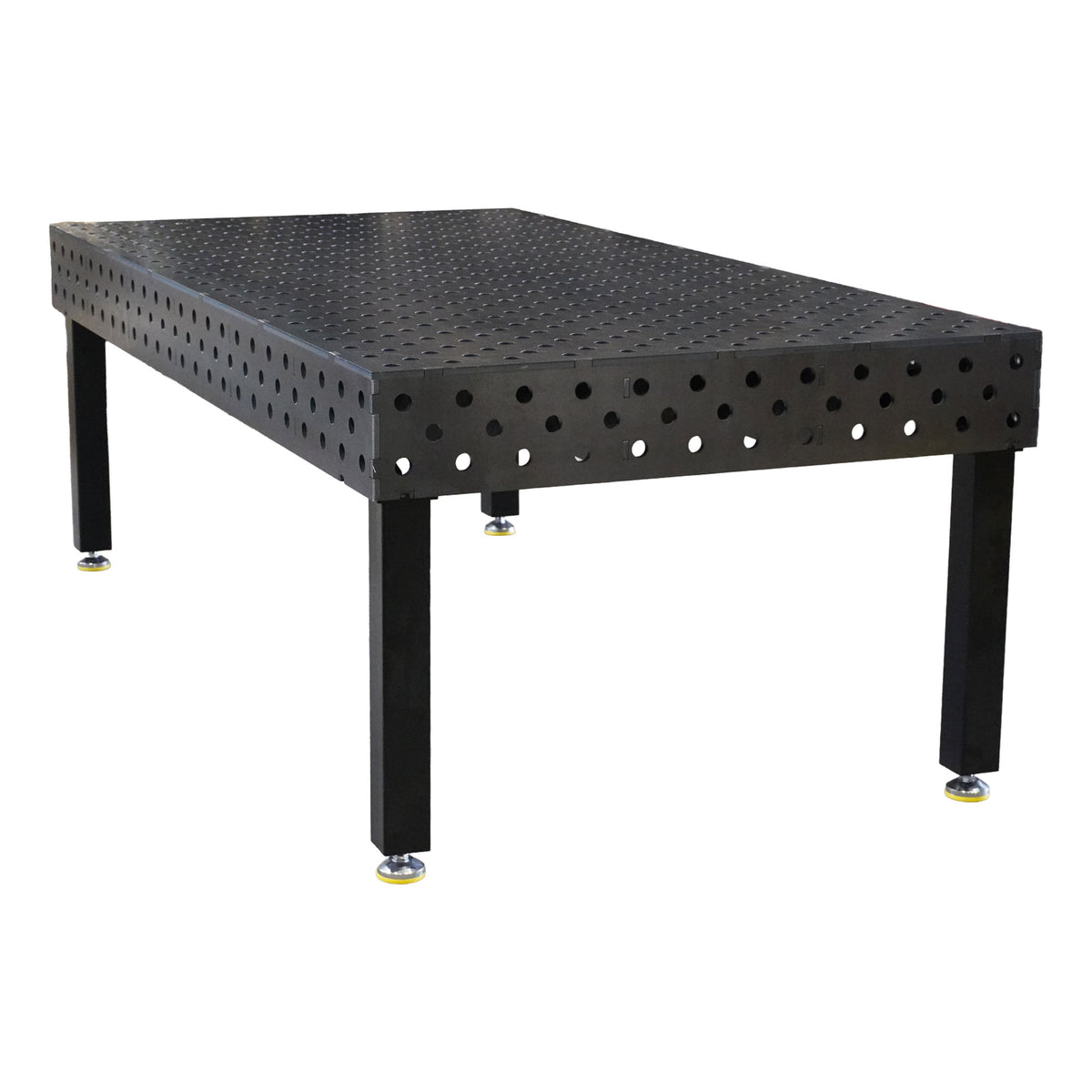 Work-Pro D28 Schweisstisch mit 12 mm Arbeitsplatte und Diagonalraster 100 × 100 mm – Perspektivansicht