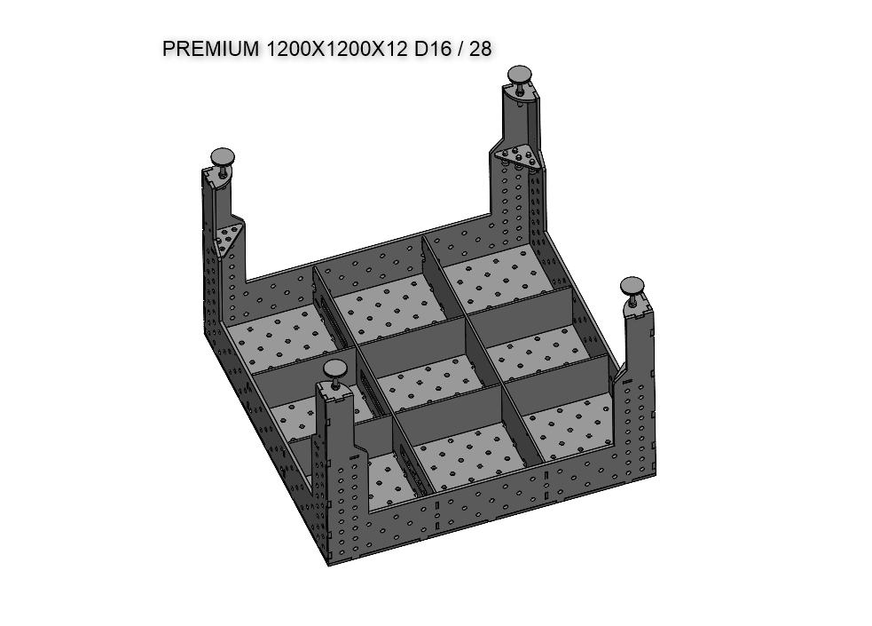 3D Schweißtisch PREMIUM D28 | 1200×1200×200×12 mm