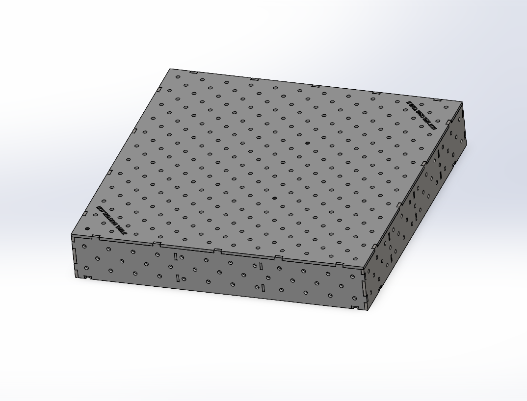 3D Schweisstisch Work-Pro D16 1200 × 1200 × 200 mm mit Diagonalraster 100 × 100 mm in Perspektivansicht
