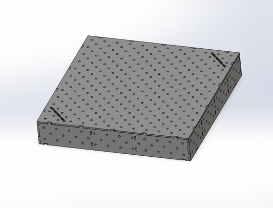 3D Schweisstisch Work-Pro D16 1200 × 1200 × 200 mm mit Diagonalraster 100 × 100 mm in Perspektivansicht