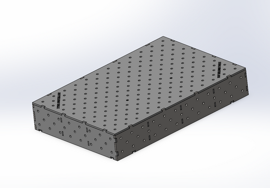 3D Schweisstisch Work-Pro D16 1200 × 800 × 200 mm mit Diagonalraster 100 × 100 mm in perspektivischer Ansicht