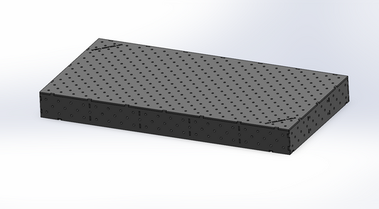 3D Schweisstisch Work-Pro D16 2000 × 1000 × 200 mm mit Diagonalraster 100 × 100 mm in Perspektivansicht