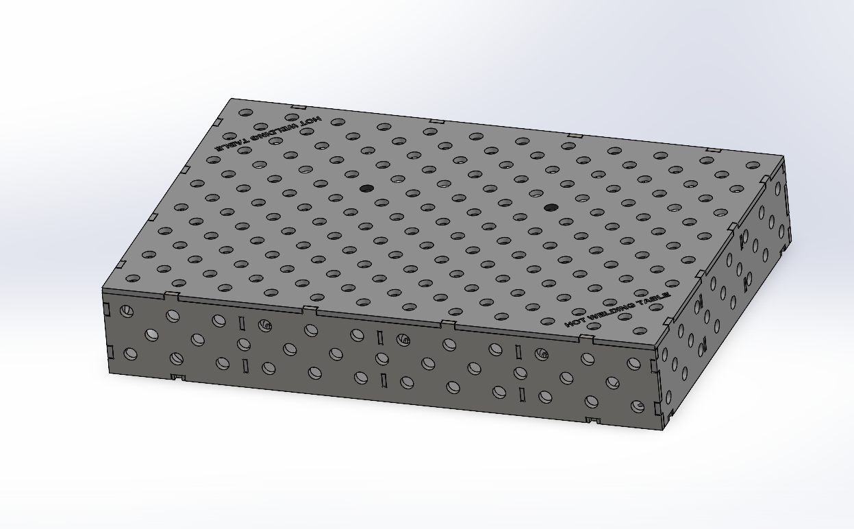 3D Schweisstisch Work-Pro D28 1200 × 800 × 200 mm mit Diagonalraster 100 × 100 mm in Perspektivansicht