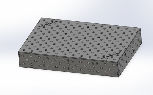 3D Schweisstisch Work-Pro D28 1200 × 800 × 200 mm mit Diagonalraster 100 × 100 mm in Perspektivansicht